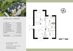 3 pokoje, mieszkanie 50,40 m², parter, oferta nr D2A, Wąwozowa, Kraków, Wzgórza Krzesławickie, Krzesławice, ul. Wąwozowa 32