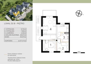 3 pokoje, mieszkanie 50,57 m², piętro 1, oferta nr D2B, Wąwozowa, Kraków, Wzgórza Krzesławickie, Krzesławice, ul. Wąwozowa 32