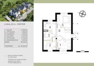 3 pokoje, mieszkanie 50,40 m², parter, oferta nr E2A, Wąwozowa, Kraków, Wzgórza Krzesławickie, Krzesławice, ul. Wąwozowa 32