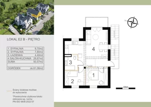 3 pokoje, mieszkanie 50,57 m², piętro 1, oferta nr E2B, Wąwozowa, Kraków, Wzgórza Krzesławickie, Krzesławice, ul. Wąwozowa 32