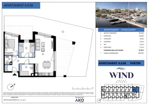 3 pokoje, apartament inwestycyjny 65,99 m², parter, oferta nr A.0.08, Wind Yacht Resort, Wiślinka, ul. Piaskowa 1-3