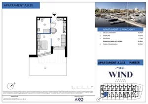 2 pokoje, apartament inwestycyjny 35,28 m², parter, oferta nr A.0.15, Wind Yacht Resort, Wiślinka, ul. Piaskowa 1-3