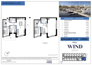 4 pokoje, apartament inwestycyjny 96,84 m², piętro 2, oferta nr A.2.09, Wind Yacht Resort, Wiślinka, ul. Piaskowa 1-3