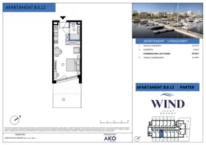 1 pokój, apartament inwestycyjny 29,60 m², parter, oferta nr B.0.13, Wind Yacht Resort, Wiślinka, ul. Piaskowa 1-3
