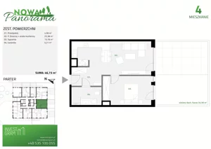 2 pokoje, mieszkanie 46,73 m², parter, oferta nr 4, Nowa Panorama bud.2, Sosnowiec, Zagórze, Środula, ul. Sokolska 102