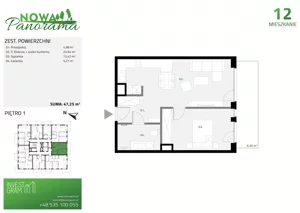 2 pokoje, mieszkanie 47,25 m², piętro 1, oferta nr 12, Nowa Panorama bud.2, Sosnowiec, Zagórze, Środula, ul. Sokolska 102
