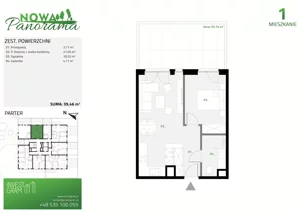 2 pokoje, mieszkanie 40,49 m², piętro 1, oferta nr 9, Nowa Panorama bud.3, Sosnowiec, Zagórze, Środula, ul. Sokolska 104