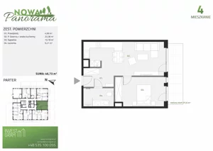 2 pokoje, mieszkanie 47,25 m², piętro 1, oferta nr 12, Nowa Panorama bud.3, Sosnowiec, Zagórze, Środula, ul. Sokolska 104