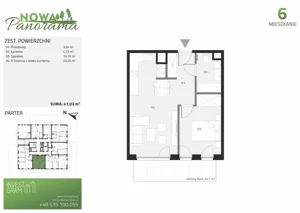 2 pokoje, mieszkanie 40,49 m², piętro 1, oferta nr 9, Nowa Panorama bud.3, Sosnowiec, Zagórze, Środula, ul. Sokolska 104
