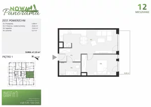 2 pokoje, mieszkanie 47,25 m², piętro 1, oferta nr 12, Nowa Panorama bud.3, Sosnowiec, Zagórze, Środula, ul. Sokolska 104