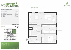 3 pokoje, mieszkanie 65,80 m², piętro 1, oferta nr 11, Nowa Panorama bud.3, Sosnowiec, Zagórze, Środula, ul. Sokolska 104
