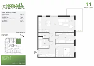 3 pokoje, mieszkanie 65,80 m², piętro 1, oferta nr 11, Nowa Panorama bud.3, Sosnowiec, Zagórze, Środula, ul. Sokolska 104