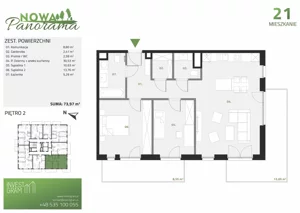 3 pokoje, mieszkanie 73,97 m², piętro 2, oferta nr 21, Nowa Panorama bud.3, Sosnowiec, Zagórze, Środula, ul. Sokolska 104