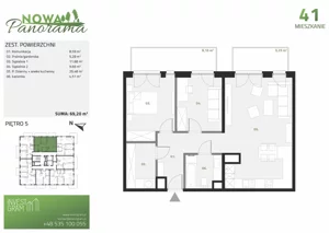 3 pokoje, mieszkanie 69,20 m², piętro 5, oferta nr 41, Nowa Panorama bud.3, Sosnowiec, Zagórze, Środula, ul. Sokolska 104