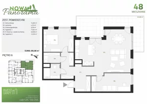 3 pokoje, mieszkanie 89,08 m², piętro 6, oferta nr 48, Nowa Panorama bud.3, Sosnowiec, Zagórze, Środula, ul. Sokolska 104