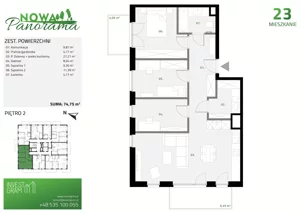 4 pokoje, mieszkanie 74,75 m², piętro 2, oferta nr 23, Nowa Panorama bud.2, Sosnowiec, Zagórze, Środula, ul. Sokolska 102