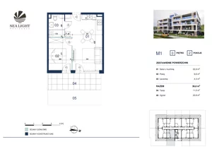 2 pokoje, apartament inwestycyjny 36,80 m², parter, oferta nr M1, Sea Light Residence, Gąski, ul Nadbrzeżna
