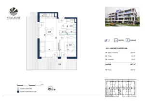 2 pokoje, apartament inwestycyjny 39,70 m², piętro 1, oferta nr M11, Sea Light Residence, Gąski, ul Nadbrzeżna