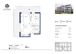 2 pokoje, apartament inwestycyjny 39,70 m², piętro 1, oferta nr M12, Sea Light Residence, Gąski, ul Nadbrzeżna