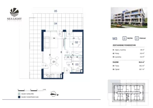 2 pokoje, apartament inwestycyjny 39,90 m², parter, oferta nr M3, Sea Light Residence, Gąski, ul Nadbrzeżna