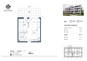 2 pokoje, apartament inwestycyjny 37,20 m², parter, oferta nr M4, Sea Light Residence, Gąski, ul Nadbrzeżna