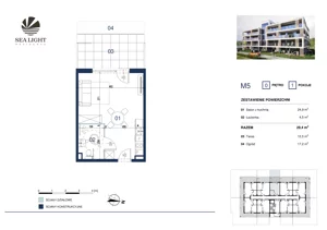 1 pokój, apartament inwestycyjny 29,40 m², parter, oferta nr M5, Sea Light Residence, Gąski, ul Nadbrzeżna