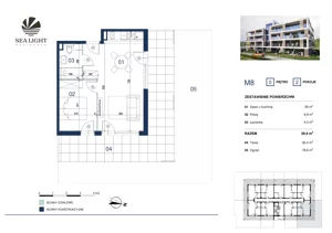 2 pokoje, apartament inwestycyjny 39,90 m², parter, oferta nr M8, Sea Light Residence, Gąski, ul Nadbrzeżna