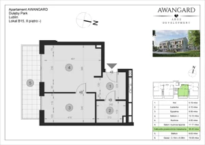 2 pokoje, mieszkanie 36,45 m², piętro 2, oferta nr B.15, DULĘBY PARK, Lublin, Bronowice, Majdanek, ul. Kazimierza Dulęby 37/2