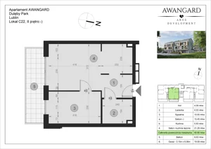 2 pokoje, mieszkanie 40,95 m², piętro 1, oferta nr C.22, DULĘBY PARK, Lublin, Bronowice, Majdanek, ul. Kazimierza Dulęby 37/2