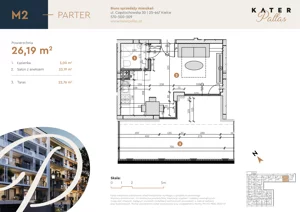 1 pokój, mieszkanie 26,19 m², parter, oferta nr 2, KATER Pallas, Kielce, Centrum, ul. Śniadeckich 33