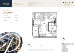 1 pokój, mieszkanie 29,00 m², piętro 2, oferta nr 42, KATER Pallas, Kielce, Centrum, ul. Śniadeckich 33