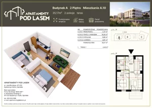 2 pokoje, mieszkanie 35,17 m², piętro 2, oferta nr A.10, Apartamenty Pod Lasem, Kędzierzyn-Koźle, ul. Jana Brandysa