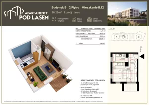 1 pokój, mieszkanie 28,26 m², piętro 2, oferta nr B.12, Apartamenty Pod Lasem, Kędzierzyn-Koźle, ul. Jana Brandysa
