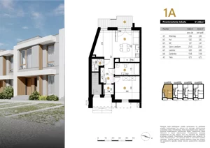 2 pokoje, mieszkanie 51,86 m², parter, oferta nr 1A, Zielona Polna, Łańcut, ul. Polna 41