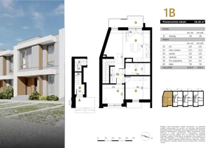 3 pokoje, mieszkanie 59,38 m², piętro 1, oferta nr 1B, Zielona Polna, Łańcut, ul. Polna 41