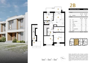 4 pokoje, mieszkanie 60,52 m², piętro 1, oferta nr 2B, Zielona Polna, Łańcut, ul. Polna 41