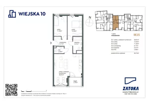 3 pokoje, mieszkanie 69,74 m², piętro 1, oferta nr 35, Wiejska 10, Gdynia, Chylonia, ul. Wiejska 10