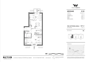 2 pokoje, mieszkanie 48,26 m², piętro 2, oferta nr B1.09, Tarasy Wierzycy, Gniew, ul. Leśna