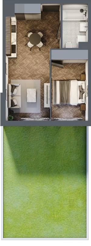 2 pokoje, mieszkanie 37,04 m², parter, oferta nr C026, Zielono MI II, Warszawa, Mokotów, Siekierki, ul. Polska 10