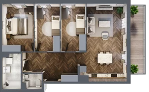 4 pokoje, mieszkanie 80,53 m², piętro 1, oferta nr D008, Zielono MI II, Warszawa, Mokotów, Siekierki, ul. Polska 10