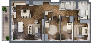 4 pokoje, mieszkanie 98,56 m², piętro 1, oferta nr D006, Zielono MI II, Warszawa, Mokotów, Siekierki, ul. Polska 10
