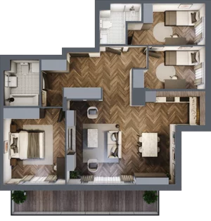 4 pokoje, mieszkanie 87,59 m², piętro 2, oferta nr D011, Zielono MI II, Warszawa, Mokotów, Siekierki, ul. Polska 10