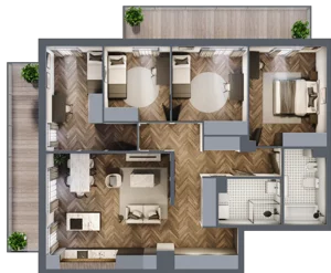 5 pokoi, mieszkanie 108,02 m², piętro 1, oferta nr D005, Zielono MI II, Warszawa, Mokotów, Siekierki, ul. Polska 10