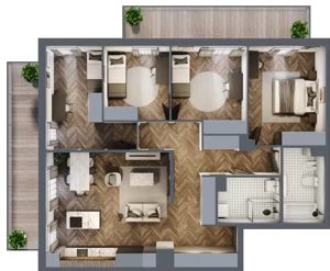 5 pokoi, mieszkanie 108,02 m², piętro 2, oferta nr D009, Zielono MI II, Warszawa, Mokotów, Siekierki, ul. Polska 10