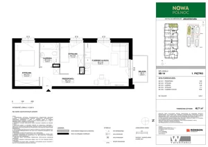 3 pokoje, mieszkanie 48,71 m², piętro 1, oferta nr 5B-14, Nowa Północ 2A, Szczecin, Północ, Stołczyn, ul. Sobola