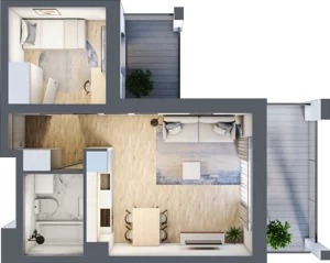 2 pokoje, apartament 35,25 m², piętro 2, oferta nr C5, Dom Hygge Twin, Warszawa, Mokotów, Sielce, ul. Bobrowiecka 4B