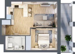 2 pokoje, apartament 39,88 m², piętro 1, oferta nr B2, Dom Hygge Twin, Warszawa, Mokotów, Sielce, ul. Bobrowiecka 4B