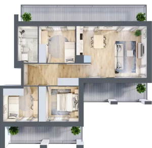 4 pokoje, apartament 67,90 m², piętro 1, oferta nr C1, Dom Hygge Twin, Warszawa, Mokotów, Sielce, ul. Bobrowiecka 4B