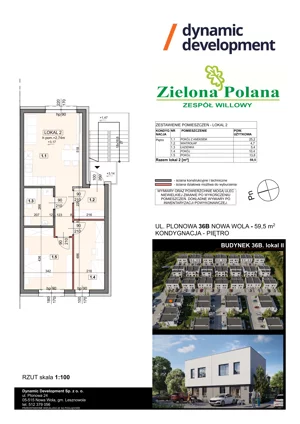 3 pokoje, apartament 59,50 m², piętro 1, oferta nr 36B/2, Zielona Polana Etap 6, Nowa Wola, ul. Plonowa 36