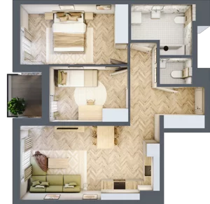 3 pokoje, mieszkanie 60,94 m², piętro 2, oferta nr A-19, Podgórki Tynieckie, Kraków, Dębniki, Sidzina, ul. Podgórki Tynieckie